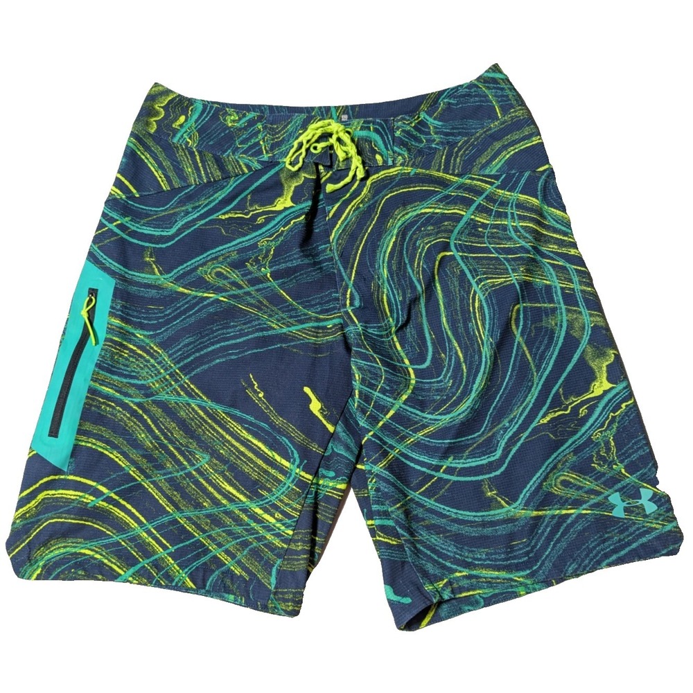 UNDER ARMOUR STORM 1 LOOSE HEATGEAR Men 32 Blue Stretch Blend Vent Board Shorts